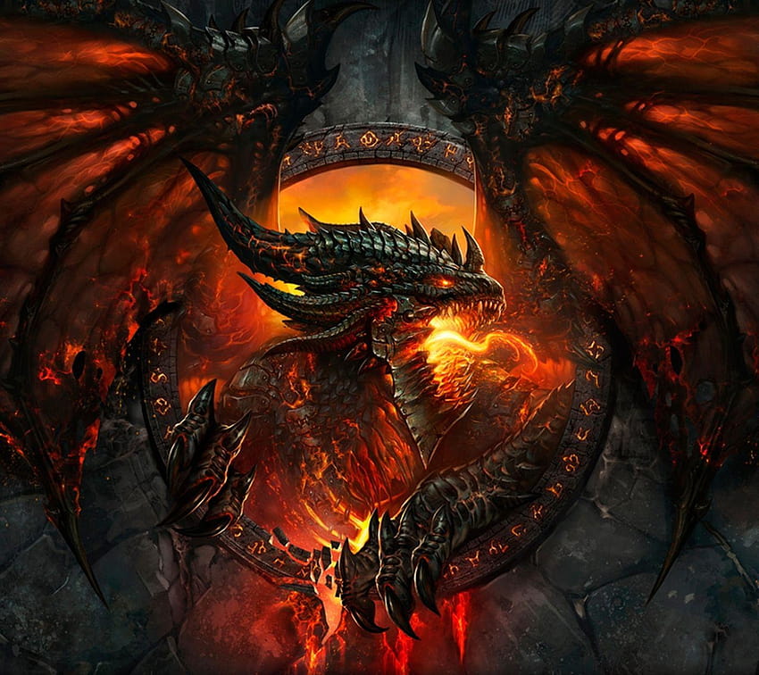 3D дракон, огнени дракони HD тапет
