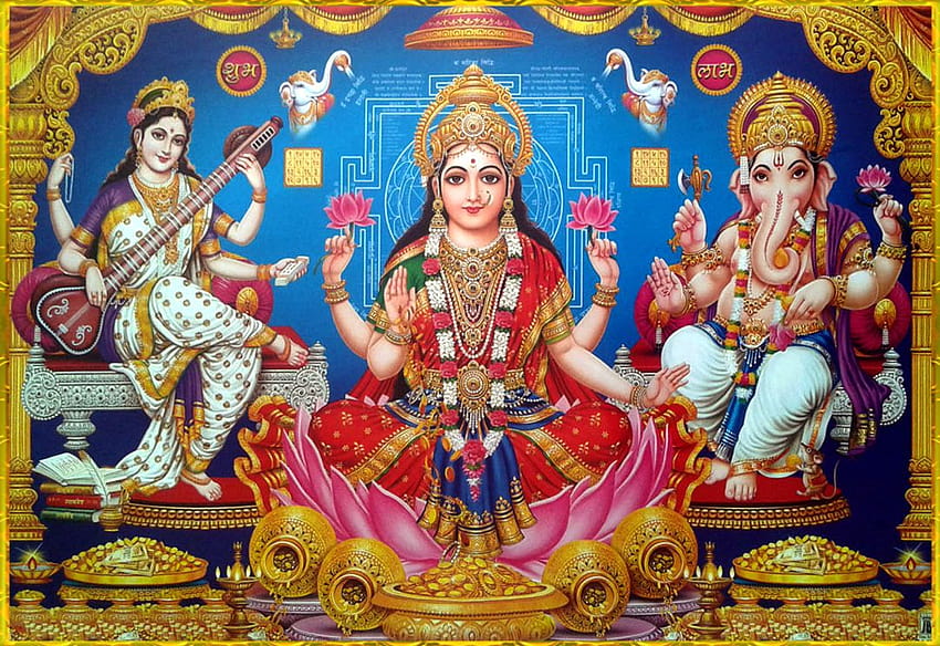 Lakshmi, Saraswati e Ganesha 1, dio Ganesh e Saraswathi Sfondo HD