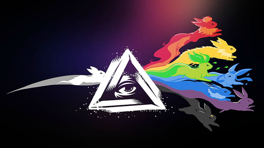 Pink Floyd, The Dark Side of the Moon, Pokémon, Eevee, Kolorowe, Crossover, Trójkąt, Counter Strike: Global Offensive, GODSENT, Wszechwidzące oko, Muzyka, Grafika cyfrowa / i tła mobilne Tapeta HD