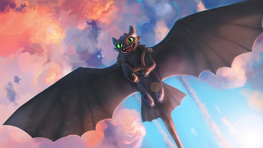 Toothless, Night Fury, Dragon, Creative Graphics, toothless and light fury HD wallpaper