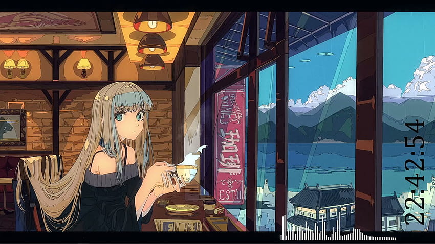 s de café de anime, chica de café de anime fondo de pantalla