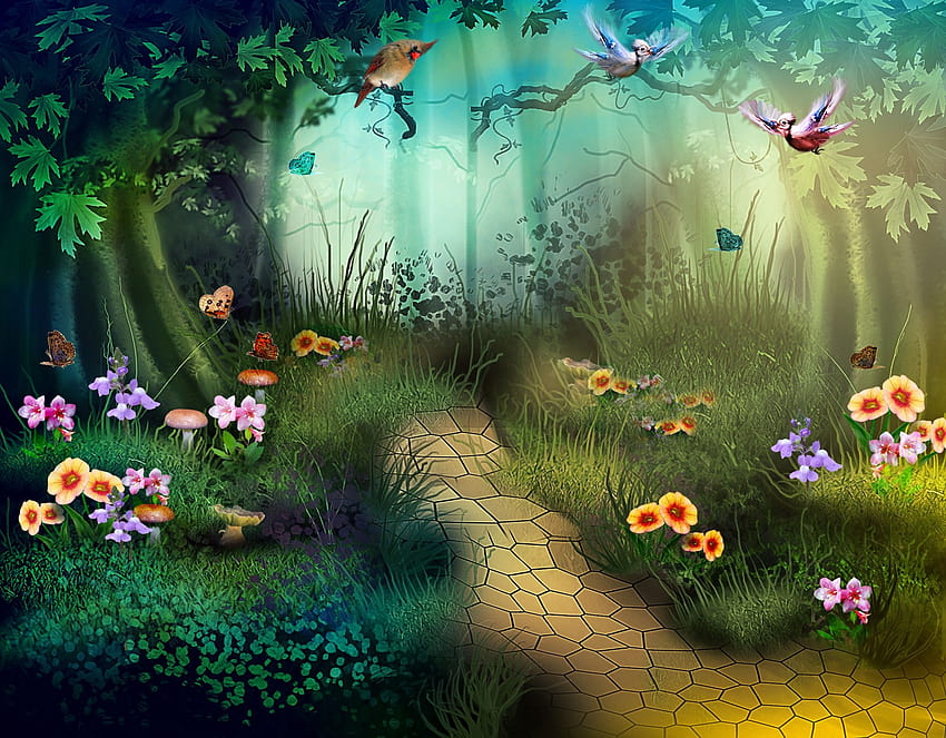Enchanted Fairy, enchanted garden HD wallpaper
