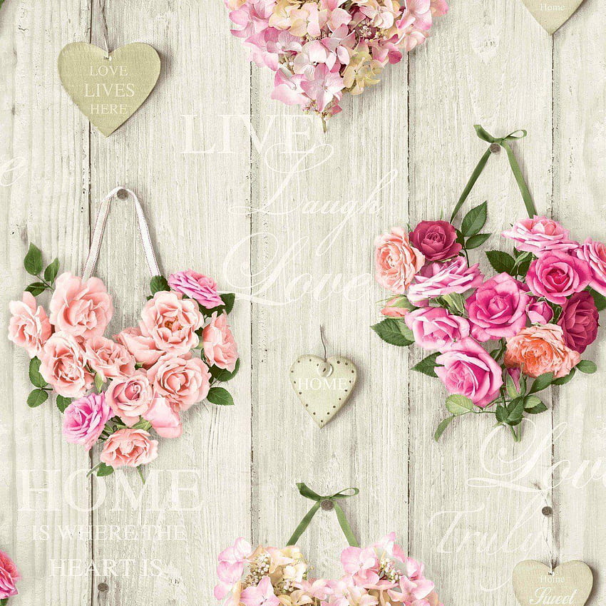 Vintage Hearts Pink – Lancashire & Paint Company, hati dan mawar wallpaper ponsel HD