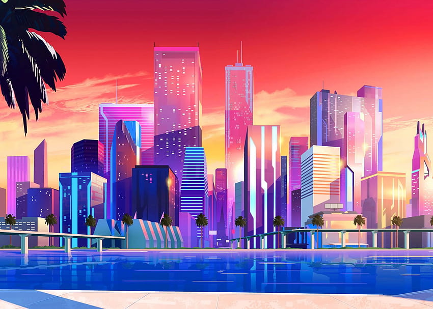 Vice City' Poster by Synthwave 1950, aesthetic vice city HD wallpaper