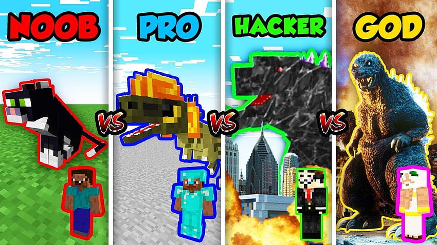 Minecraft NOOB vs. PRO vs. HACKER vs. GOD: GODZILLA MUTANT in Minecraft!, noob vs pro HD wallpaper