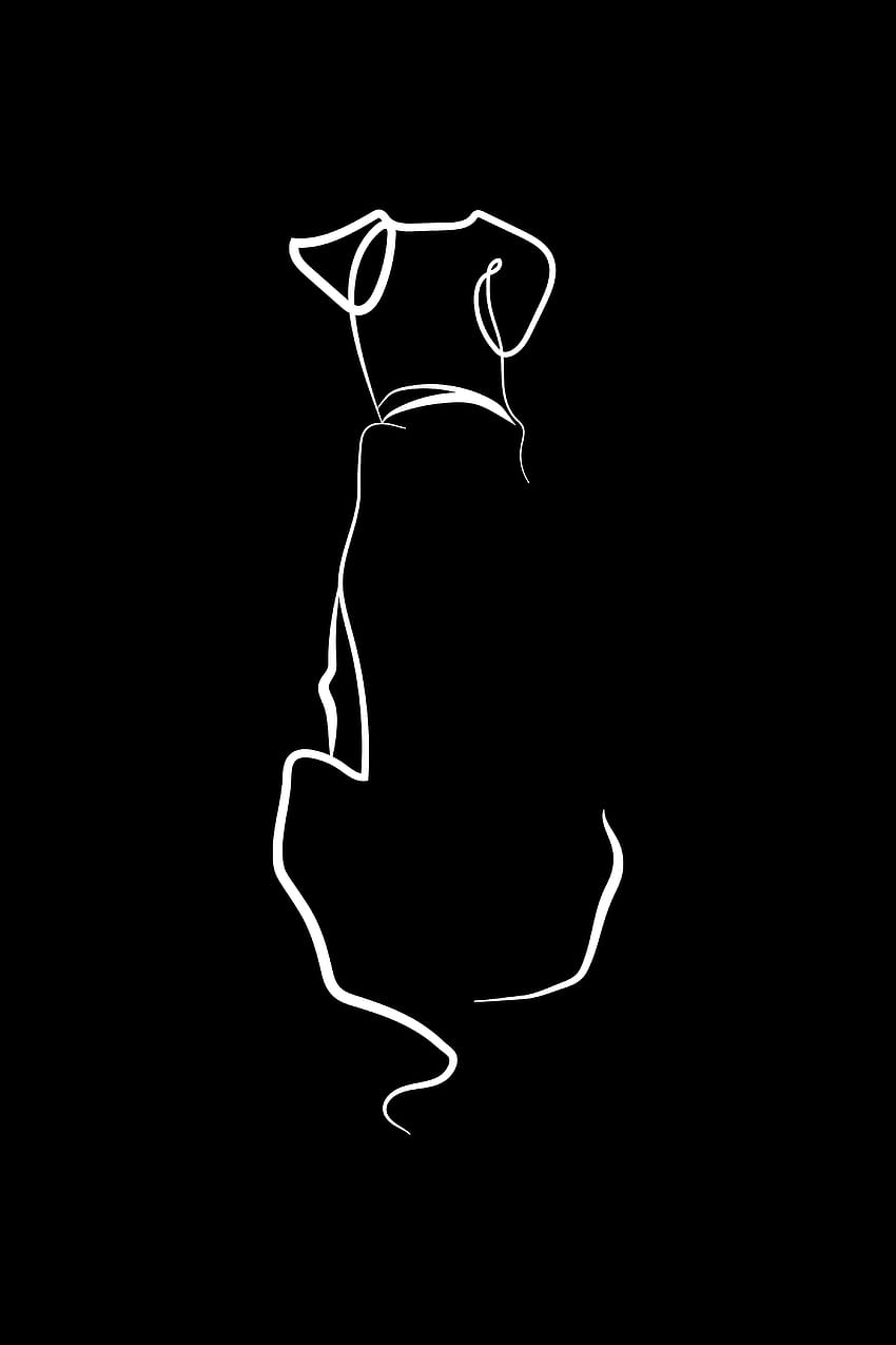 Art de chien, cadeau d'amant de chien, impression d'art de chien, amoureux des chiens, impression de chien, portrait d'animal de compagnie, impression d'animal de compagnie, animal imprimable, dessin au trait, dessin au trait, impression noire en 2021, chien minimaliste Fond d'écran de téléphone HD