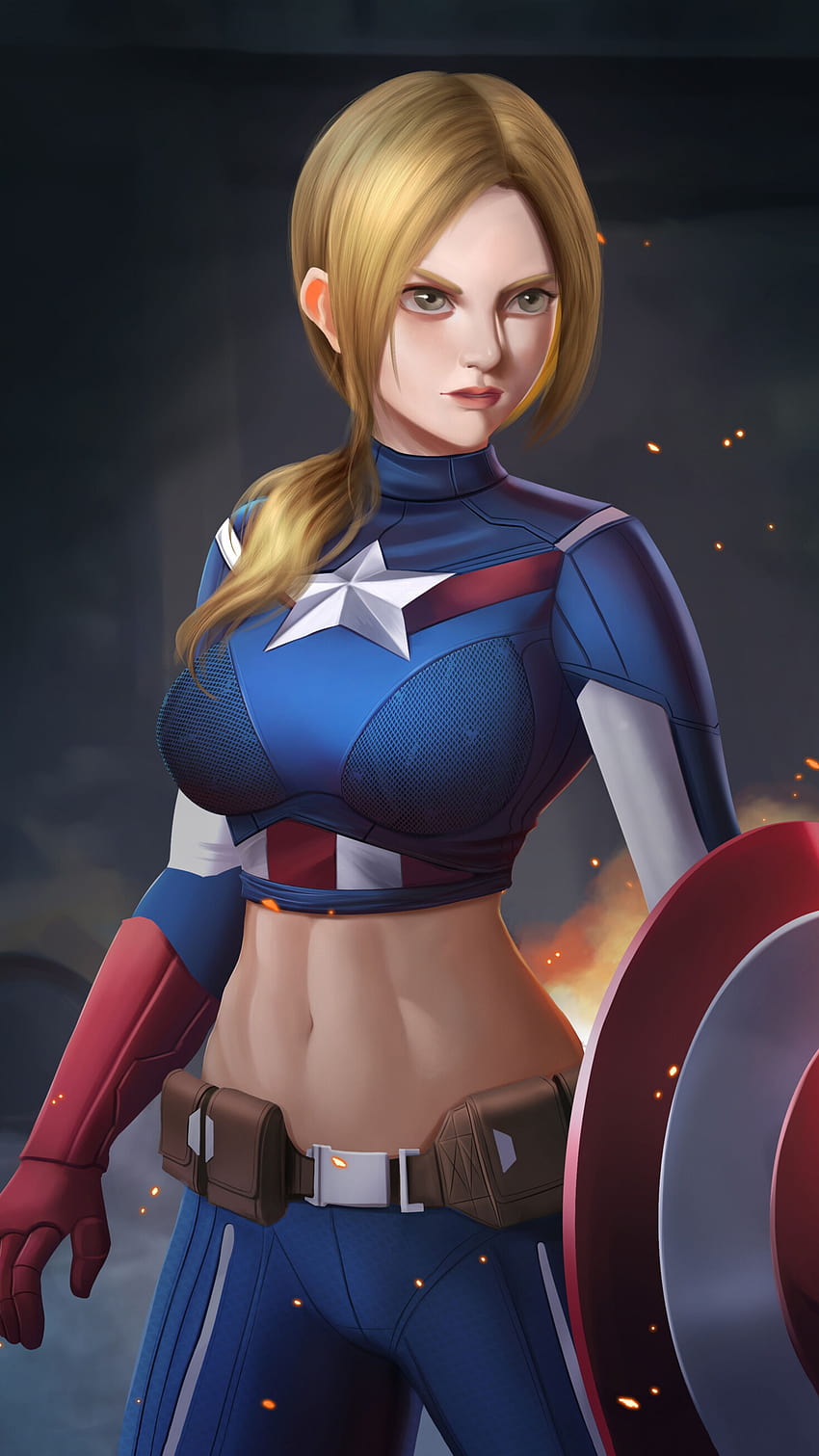 2160x3840 Lady Captain America Sony Xperia Xxzz5 Premium Backgrounds And Female Captain 1020