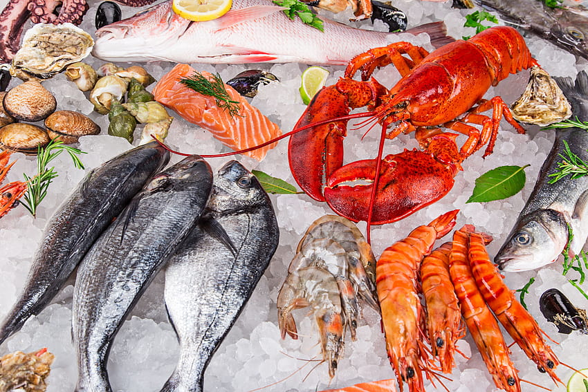 Seafood, fish food HD wallpaper