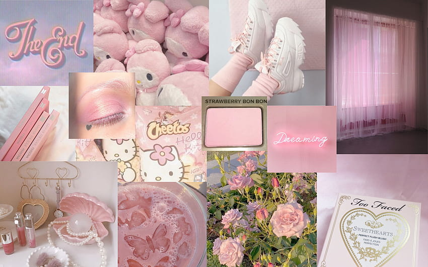 collage Tumblr posts, collage pink computer HD wallpaper