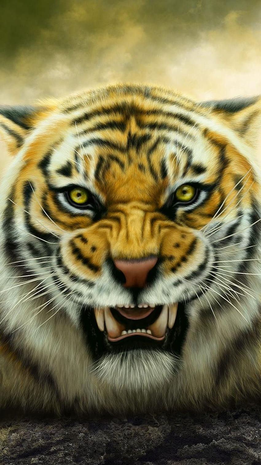 Animal/Tiger, tiger painting HD phone wallpaper