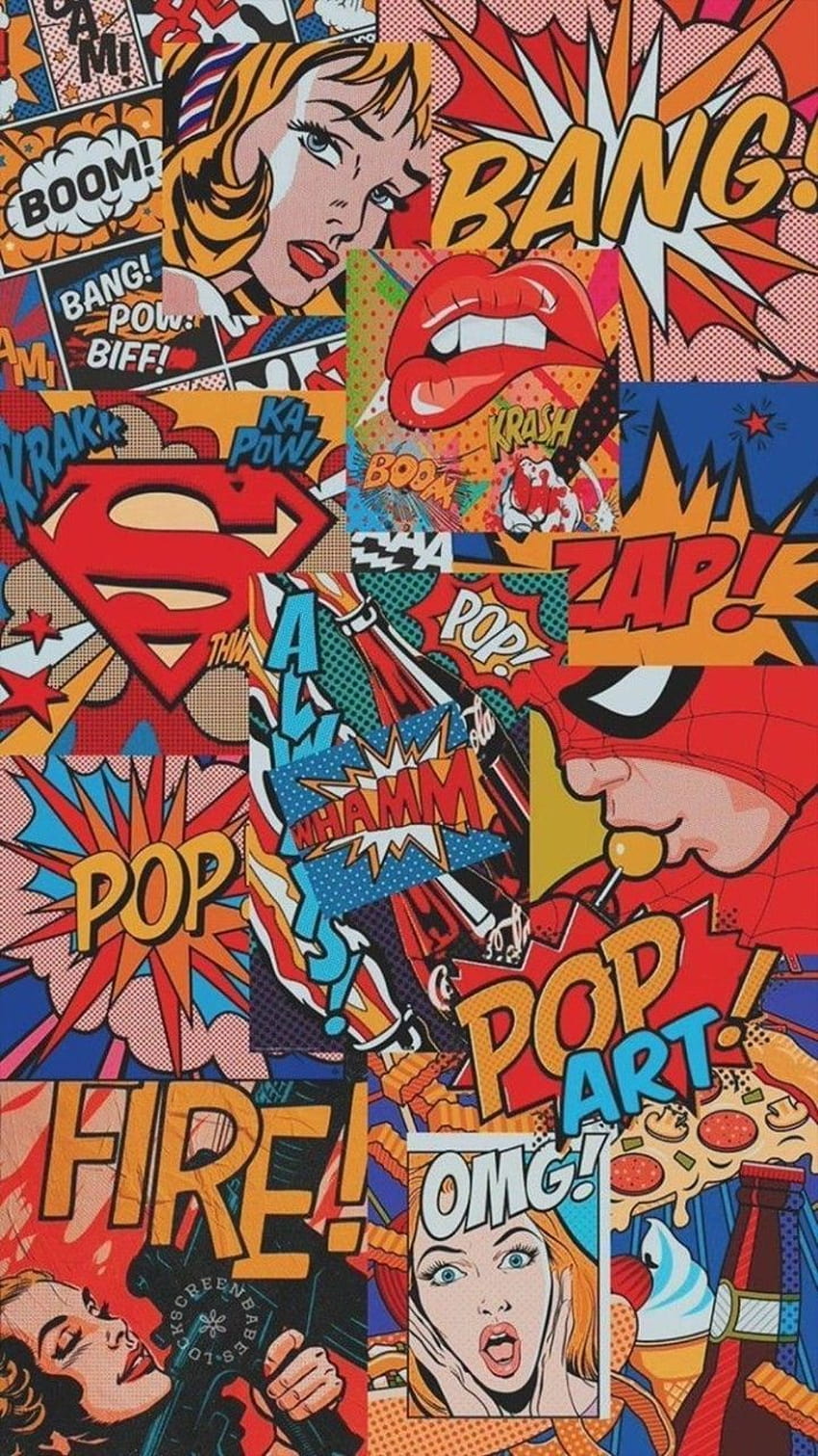 Comic Marvel Comic Pop Art Backgrounds, estetyczne kobiety pop-artu Tapeta na telefon HD