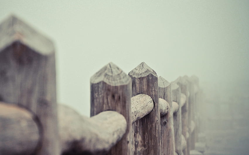 Дървена ограда, мъгла от дървен кей HD тапет