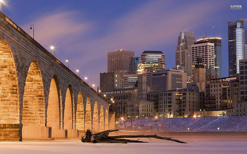 Puente de arco de piedra Minneapolis fondo de pantalla