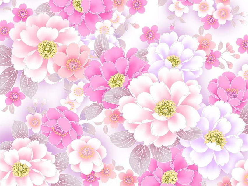 16 s de flores, s de diseño floral de sakura rosa y marrón y fondo de pantalla