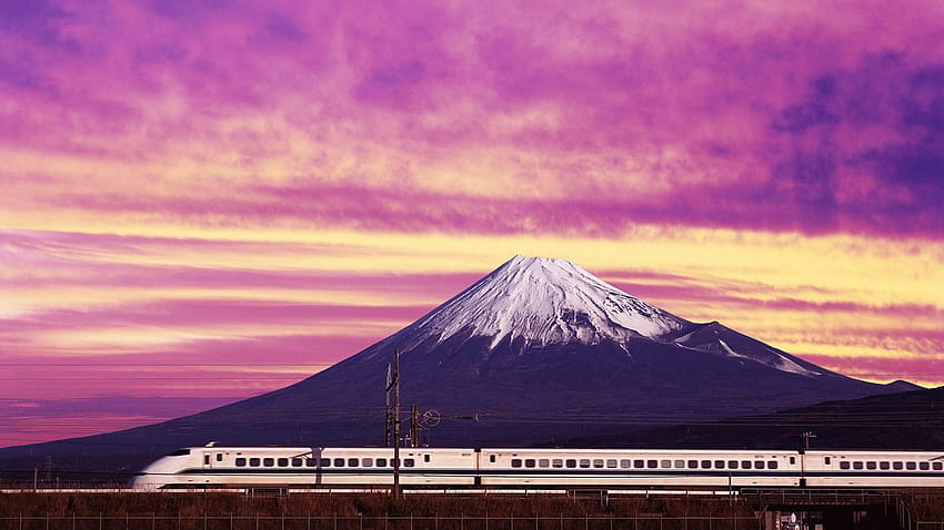 Shinkansen Bullet Train and Mount Fuji, fuji scene HD wallpaper