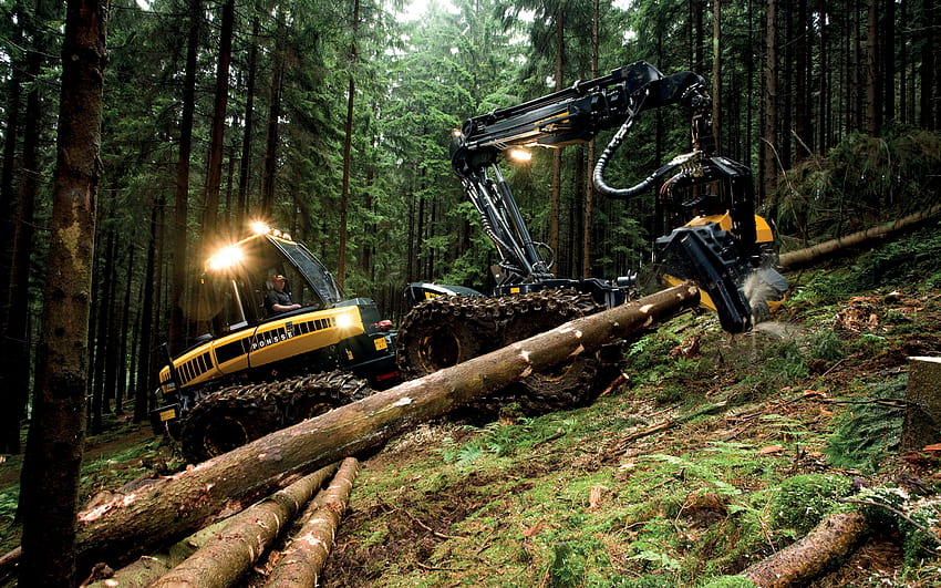 Ponsse Ergo, cosechadora, equipo forestal, bosque, corte de troncos, Ponsse con resolución 2880x1800. Alta calidad fondo de pantalla