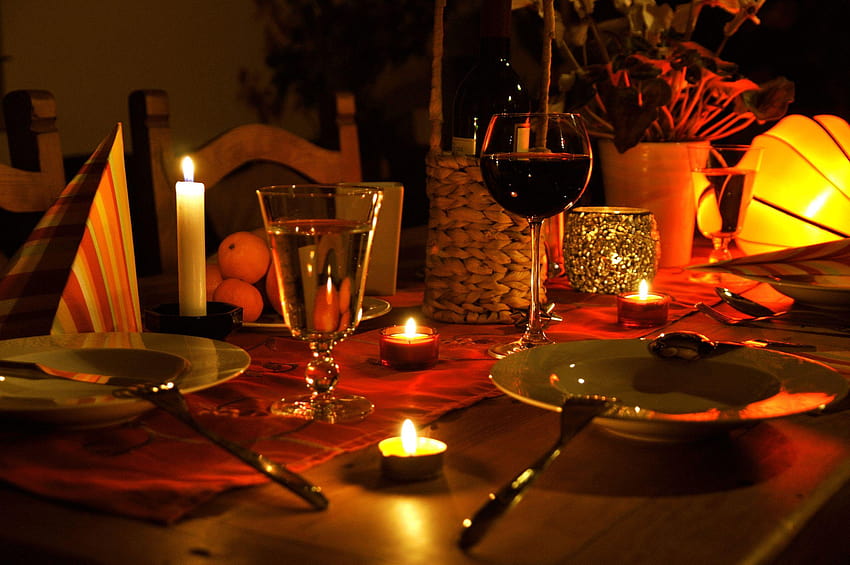 Candle Light Dinner graphy HD wallpaper