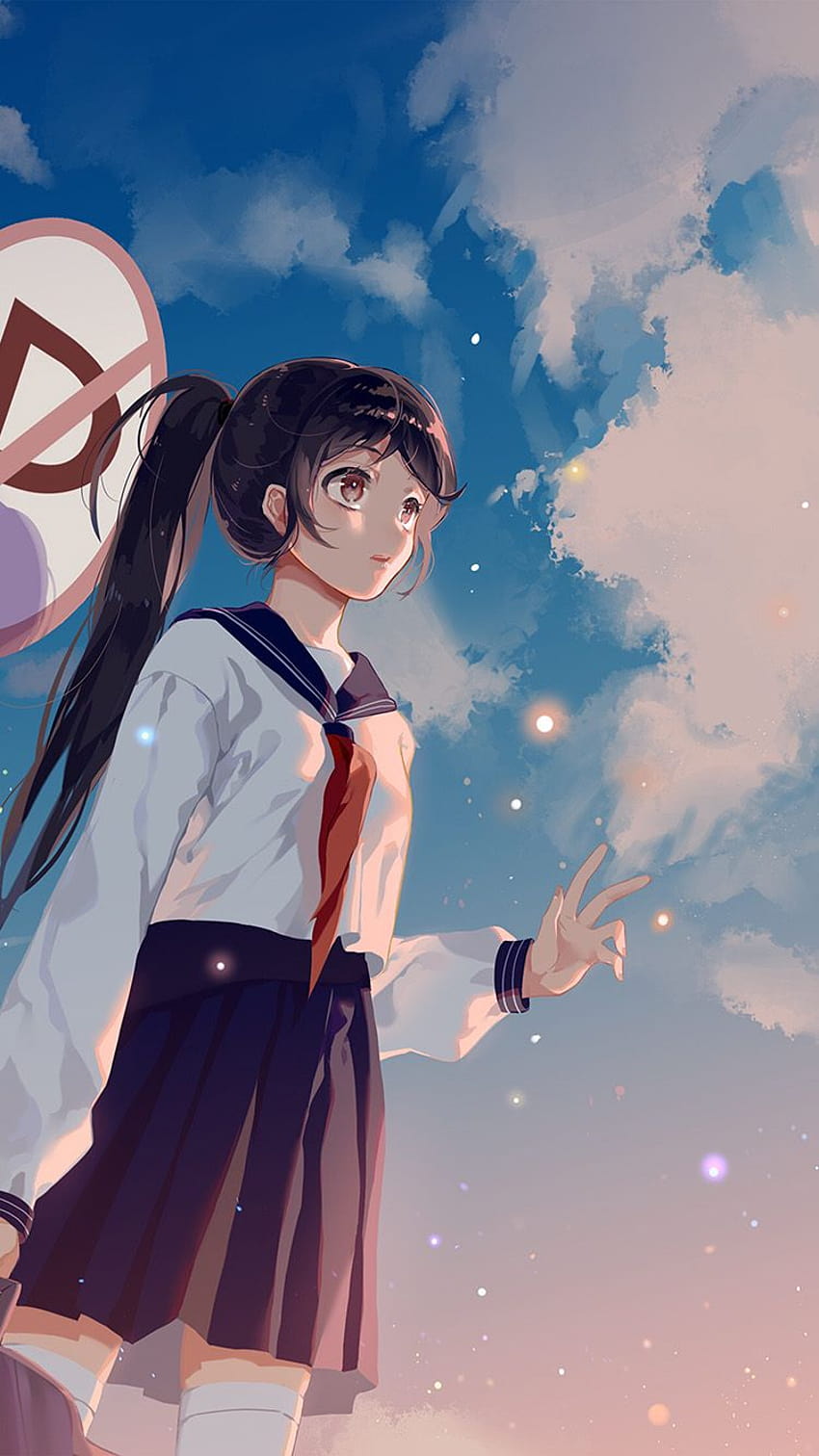 Anime School Girl, lindo anime escolar fondo de pantalla del teléfono