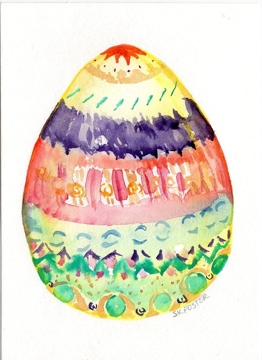 Huevo de Pascua feliz Pintura de acuarela Huevo de Pascua original, acuarela de Pascua fondo de pantalla del teléfono