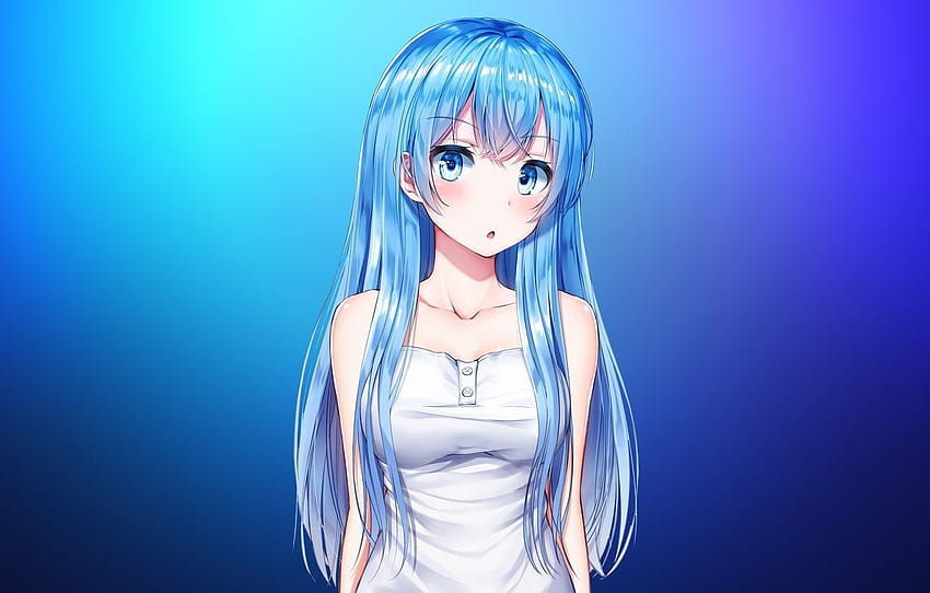 Anime Blue Girl, estética de garota de anime azul papel de parede HD