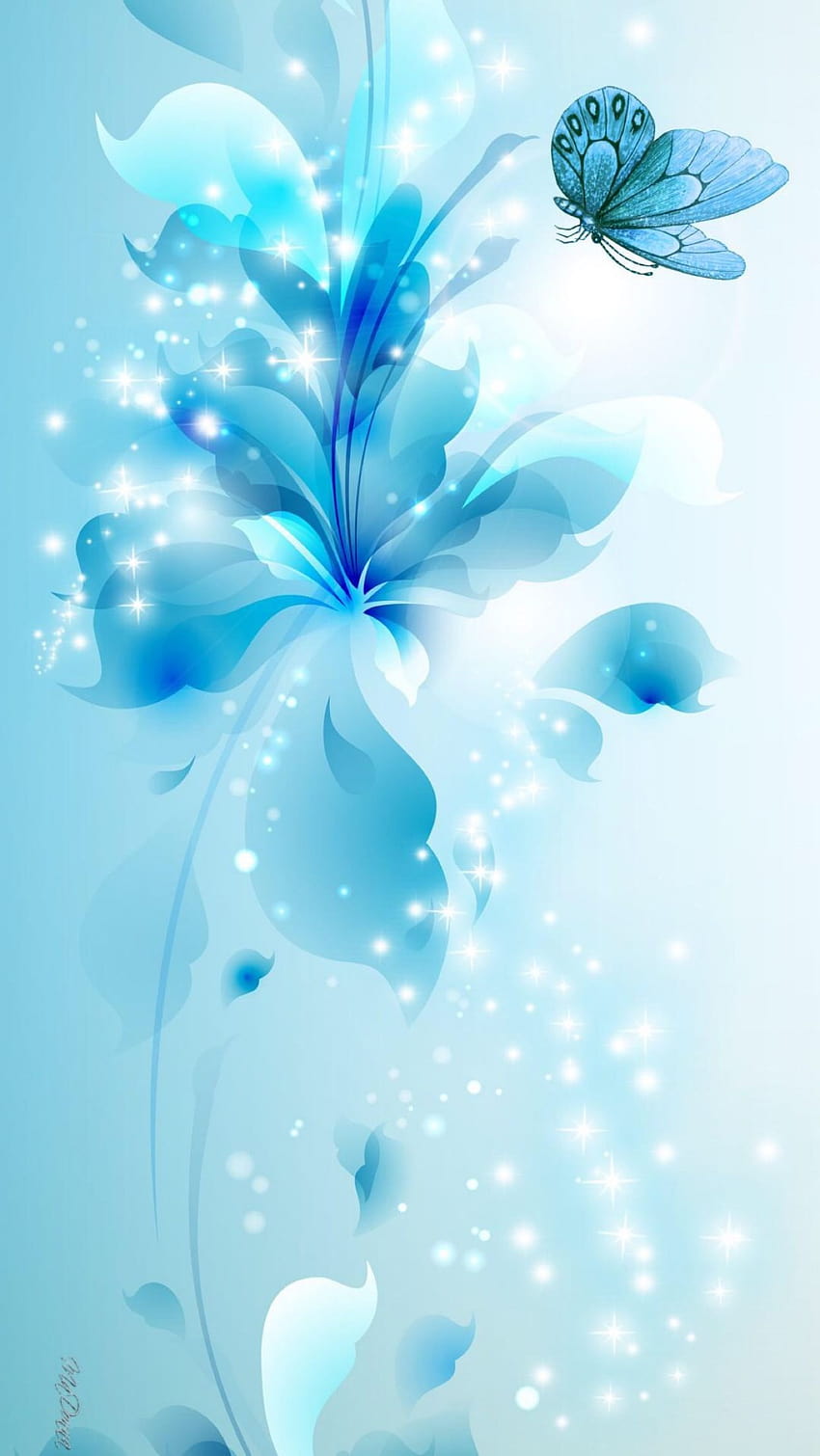 Bleu, Turquoise, clair, abstrait, papillon, fleurs, pomme, iPhone, propre, bea… en 2020, mobile abstrait de couleur claire Fond d'écran de téléphone HD