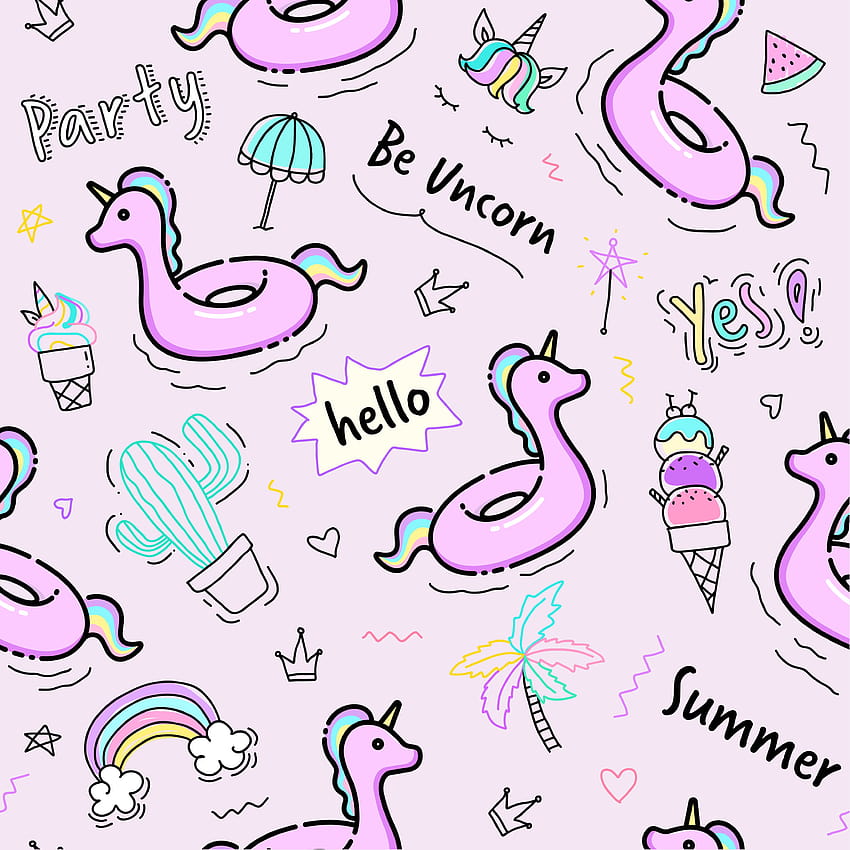 Unicorn rubber ring pattern seamless in pastel color. Unicorn, unicorn kawaii HD phone wallpaper