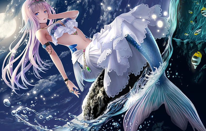 Girl Mermaid Fantasy Sitting Section Anime Mermaid Hd Wallpaper Pxfuel