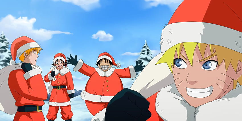 Naruto, Bleach, One Piece and Goku Christmas crossover :D Merry Christmas!, naruto merry christmas HD wallpaper