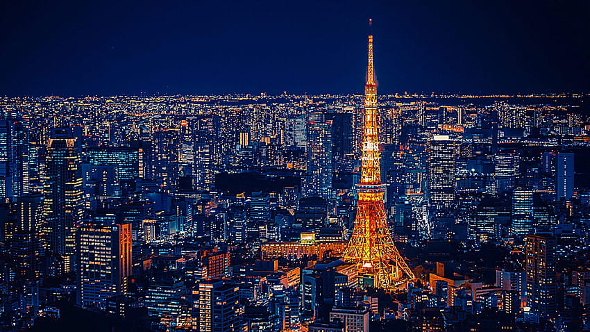 Tokyo Tower, City Lights, Cityscape, Night Light • For You For & Mobile, lampu malam Wallpaper HD