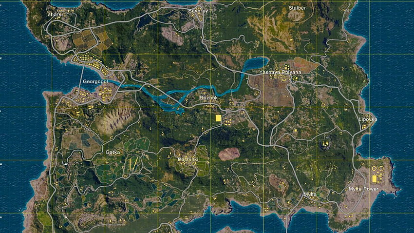 PUBG 에란겔 맵 가이드 : 드롭 장소 찾기, 에란겔 맵 HD 월페이퍼
