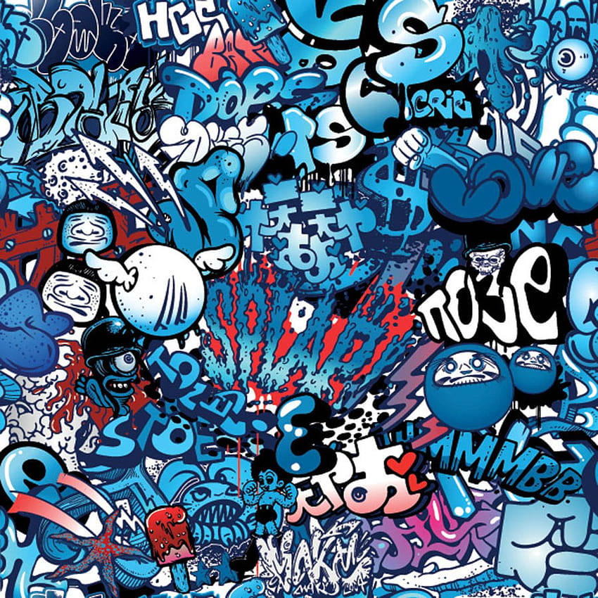 Cooles blaues Graffiti-Wand HD-Handy-Hintergrundbild