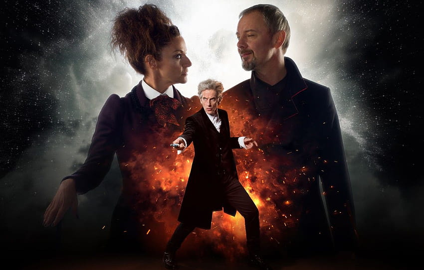 space, stars, actors, Doctor Who, Doctor Who, John Simm, Peter Capaldi, The Twelfth Doctor, Twelfth Doctor, Michelle Gomez, looking at each other , section фильмы HD wallpaper