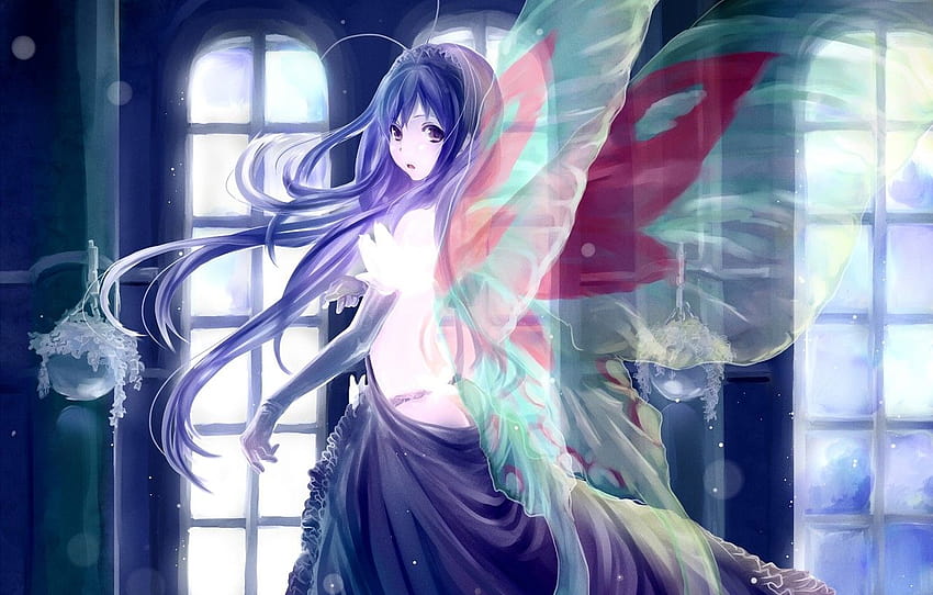 girl, Windows, wings, fairy, art, kuro yuki hime, accel world, poker HD wallpaper