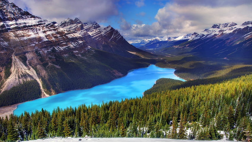ภูมิทัศน์ทะเลสาบจาร อุทยานแห่งชาติแบมฟ์ แคนาดา ทะเลสาบบลูเลค เทือกเขาร็อกกี้ ป่าสน สำหรับ 2560x1440 : 13, แคนาดา 2560x1440 วอลล์เปเปอร์ HD