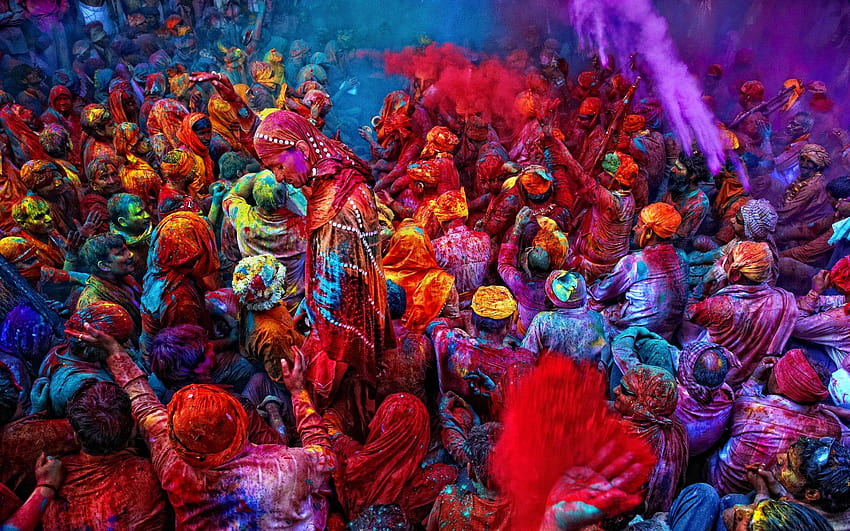 Holi Festival colorful party 2K wallpaper download