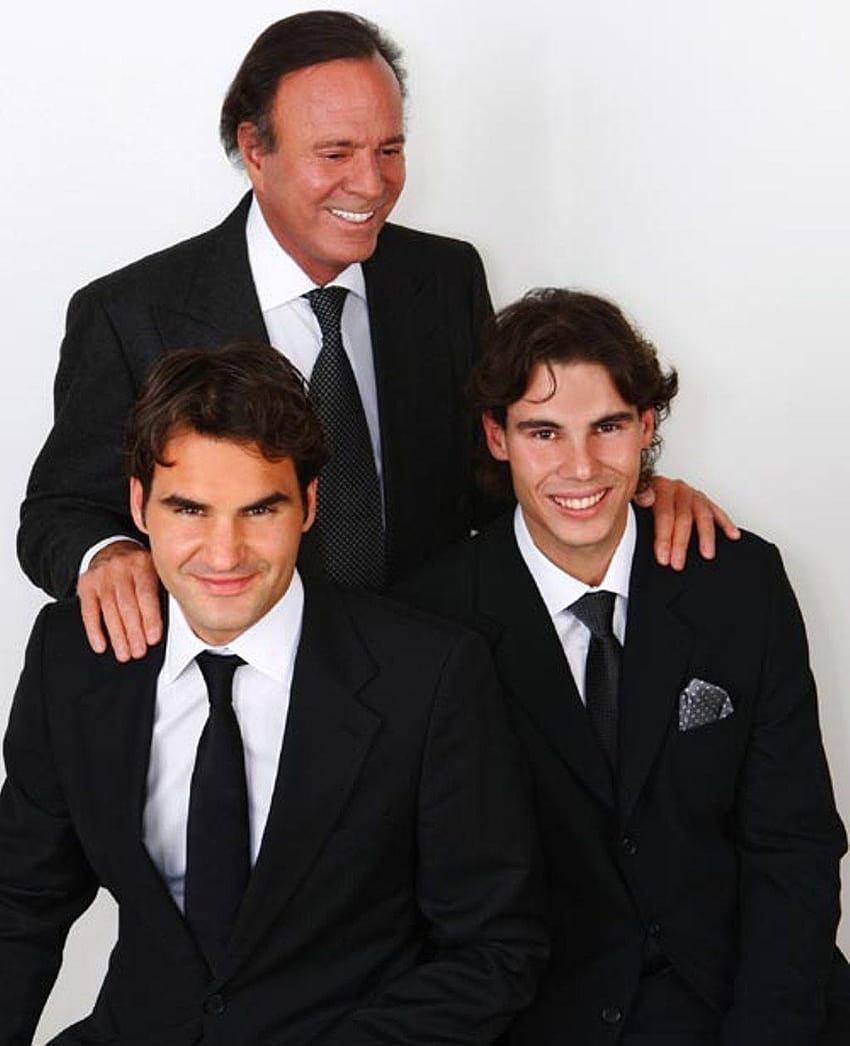 Julio Iglesias ใน Madrid กับ Rafa Nadal และ Roger Federer วอลล์เปเปอร์โทรศัพท์ HD