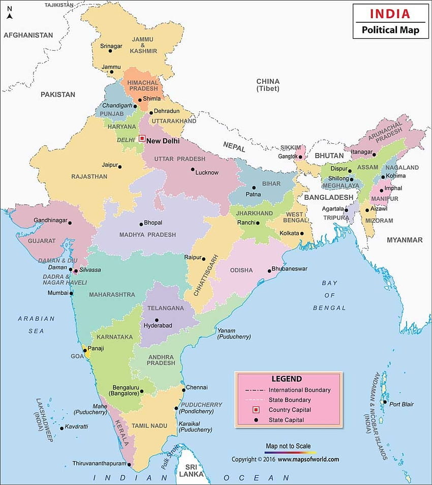 Hindistan Haritası, Hindistan siyasi haritası HD telefon duvar kağıdı