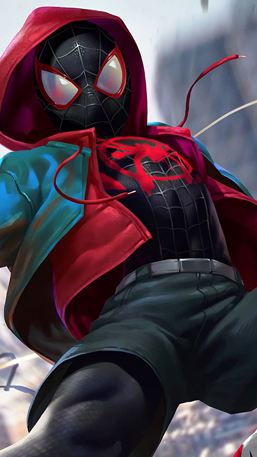 Spider Man dans le Spider Verse, dessin d'homme araignée Fond d'écran de téléphone HD