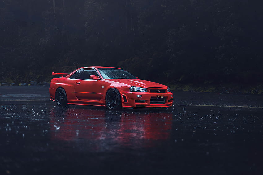 Red Nissan GTR R34, Cars, Backgrounds, and, r 34 HD wallpaper