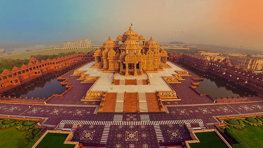indiano, marco, templo hindu, local histórico, arquitetura, templo, templo de akshardham papel de parede HD