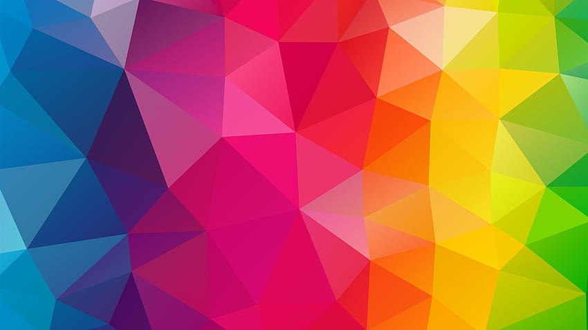Rainbow Geometric, colorful triangles geometric HD wallpaper