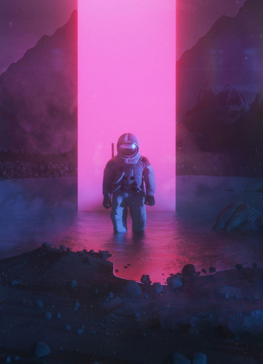 Astronaut, graphic design, synthwave, fantasy, art, synthwave android HD phone wallpaper