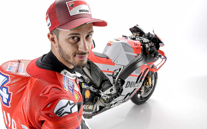 Andrea Dovizioso, MotoGP, pilote de moto italien, portrait, Ducati Corse, 2018, Ducati Desmosedici avec résolution 3840x2400. Haute qualité Fond d'écran HD