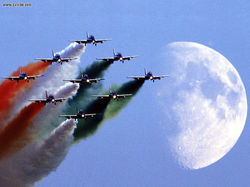 Aeronaves / Aviones: Equipo acrobático de la fuerza aérea italiana Frecce Tricolori, acrobacias aéreas fondo de pantalla