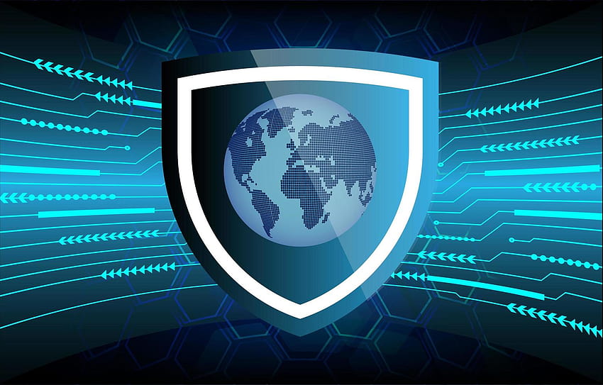 Blaue Sicherheitshintergründe für Zukunft und Technologie mit Weltkarte 1835353 Vektorgrafiken bei Vecteezy, Tech-World-Logo HD-Hintergrundbild