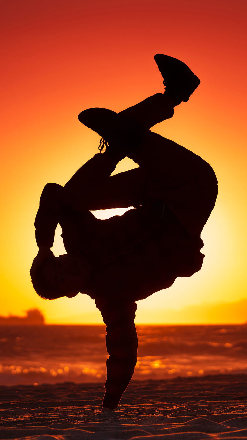 Boy Dance Beach Sunset Sunlight Pure Ultra, handstand HD phone wallpaper