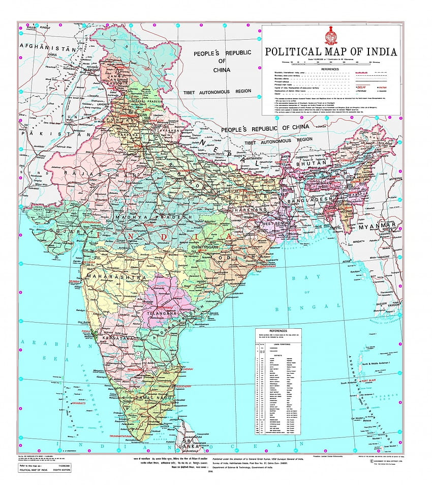 Публикувани карти на UTs на JK, Ладакх; карта на Индия, изяваща нови UT, физическа карта на Индия HD тапет за телефон