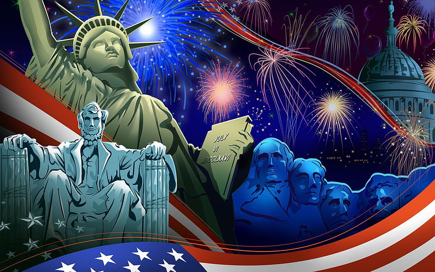 4 de julio, Independencia, Día, Estados Unidos, América, Vacaciones, 1 de julio, independencia de nosotros fondo de pantalla