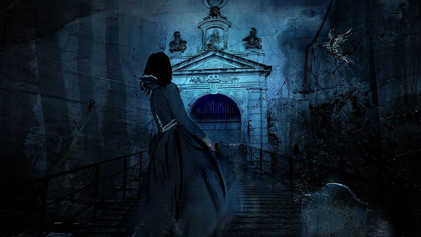Cemetery Haunting Night Scary View HQ, haunting ground HD wallpaper