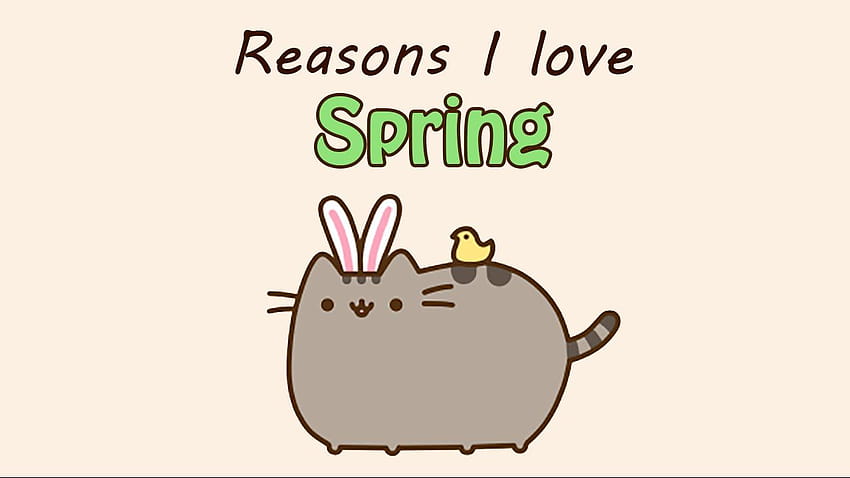 Gründe, warum ich den Frühling liebe, Pusheen-Katzenfrühling HD-Hintergrundbild